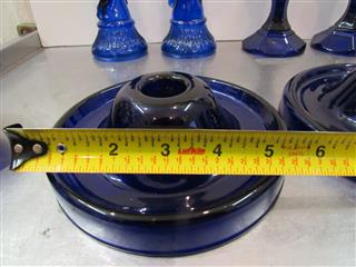 VINTAGE LOT OF 7 COBALT BLUE GLASS CANDLE HOLDERS